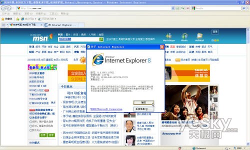 ͼΪInternet Explorer 8ʽ汾Ϣ