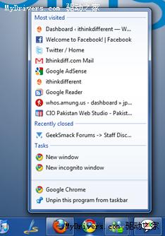 Google Chrome֧Windows 7 Jumplists